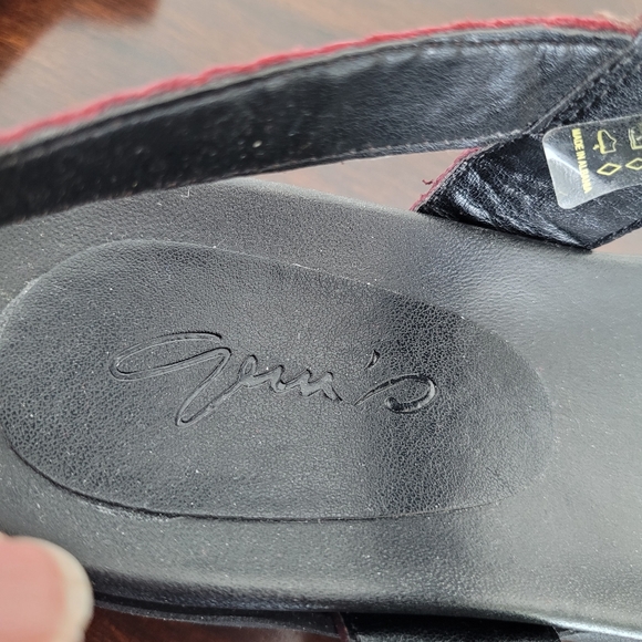 Snake Skin Platform Sandals V Leather Wide Straps Chunky Red Black Sz 39/9 - Picture 4 of 13